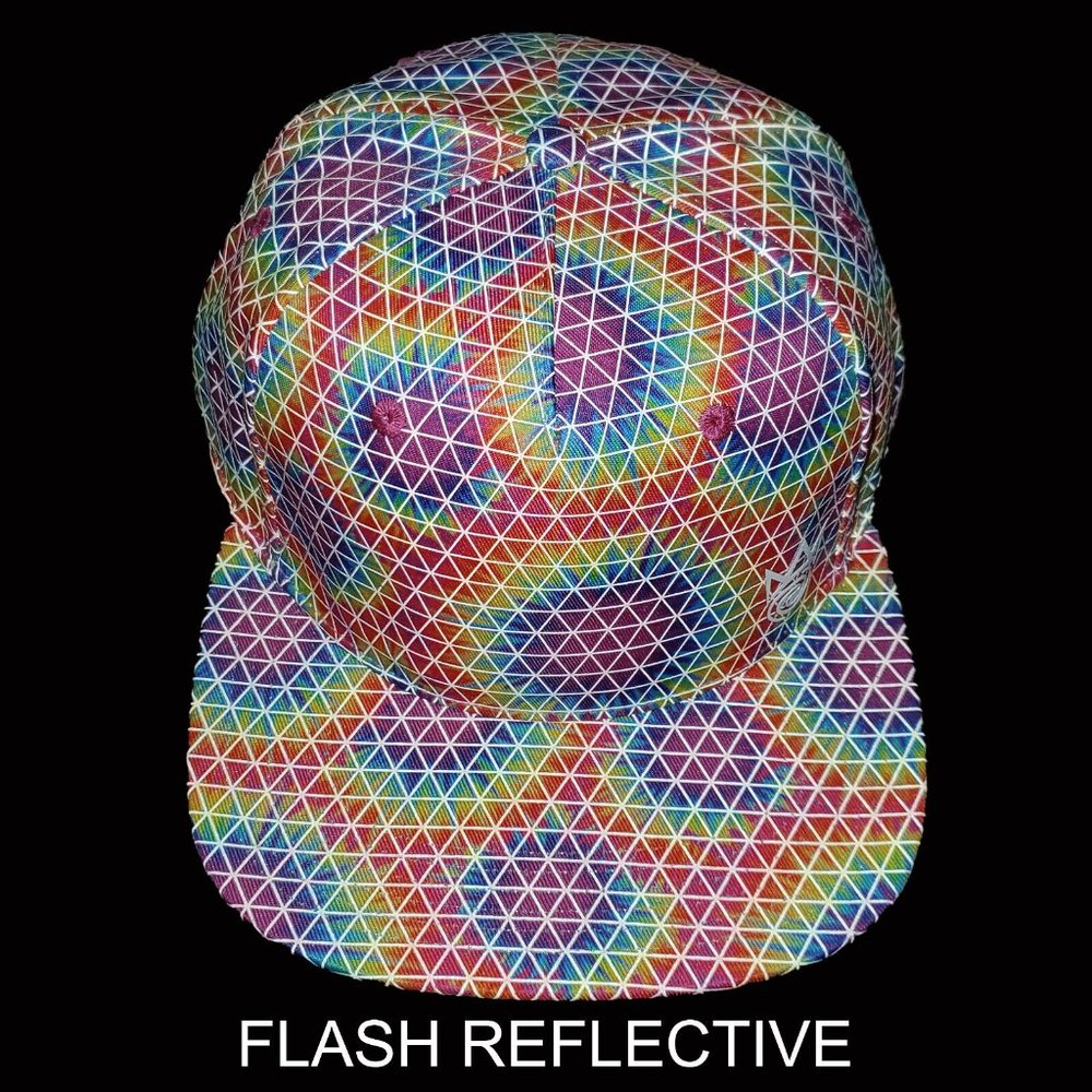 Blacklight Reactive Reflective Tie Dye Snapback Hat Flash Activated Cap NWT